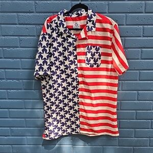 One Resolution Clothing Mens Xl 4th Of July Shirt American Flag Button Up